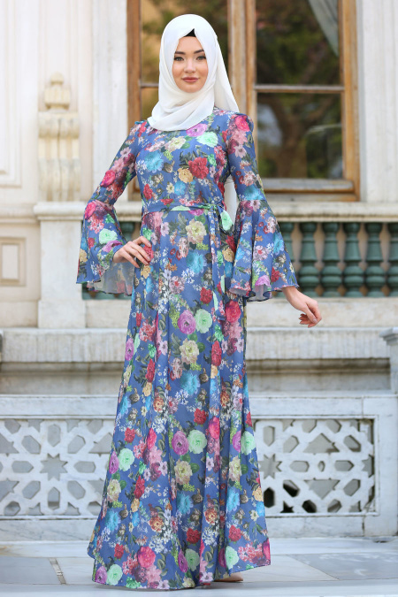 New Kenza - Blue Hijab Dress 3080M