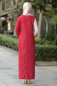 New Kenza - Bordo Tesettür Elbise 31510BR - Thumbnail