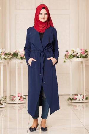 New Kenza - Büzgülü Lacivert Tesettür Kap 4896L - 1