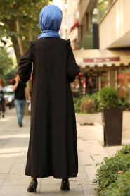 New Kenza - Büzgülü Salaş Siyah Tesettür Elbise 3161S - Thumbnail