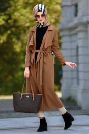 New Kenza - Camel Hijab Coat 4008C - 1