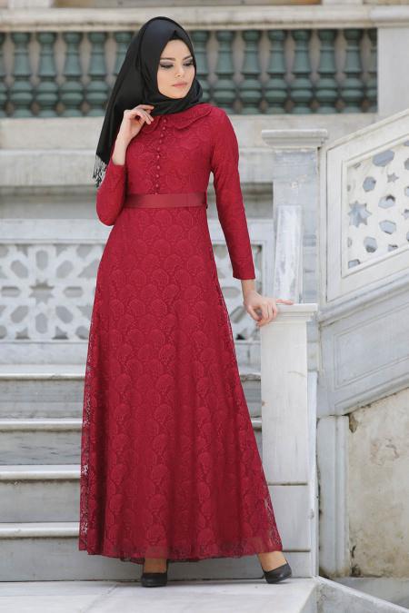 New Kenza - Claret Red Hijab Dress 30000BR