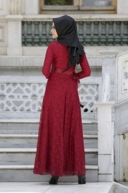 New Kenza - Claret Red Hijab Dress 30000BR - Thumbnail