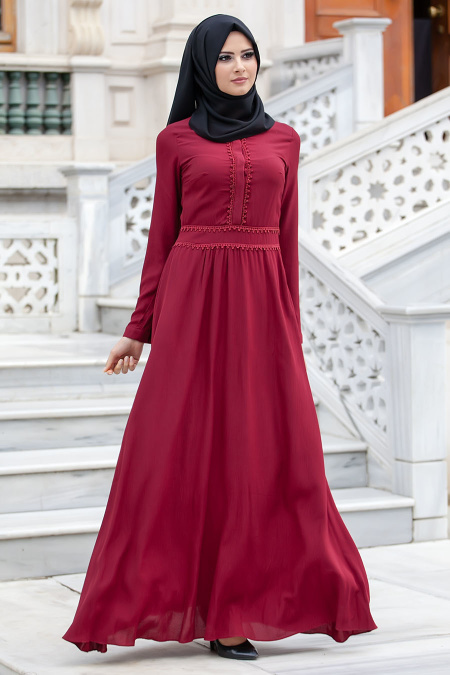 New Kenza - Claret Red Hijab Dress 3024BR