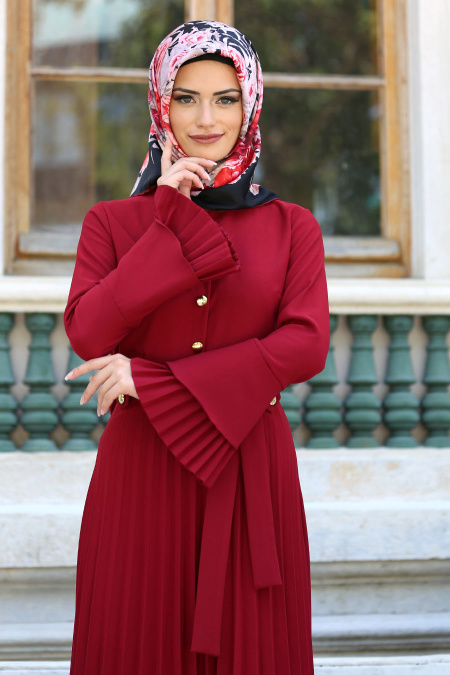 New Kenza - Claret Red Hijab Dress 3066BR