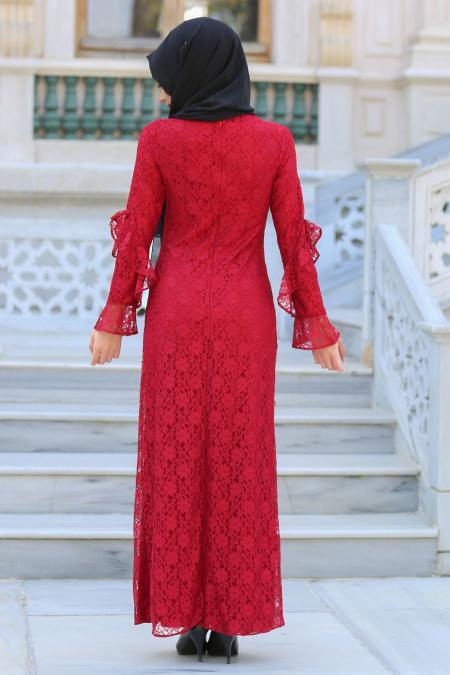New Kenza - Claret Red Hijab Dress 3070BR - 3