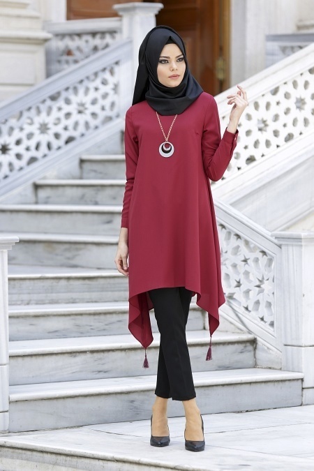 New Kenza - Claret Red Hijab Tunic 2858BR