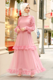 New Kenza - Dusty Rose Hijab Dress 3168GK - Thumbnail