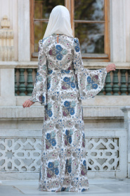 New Kenza - Ecru Hijab Dress 3080E - Thumbnail
