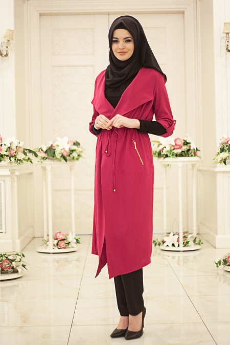 New Kenza - Fuchsia Hijab Coat 4915F