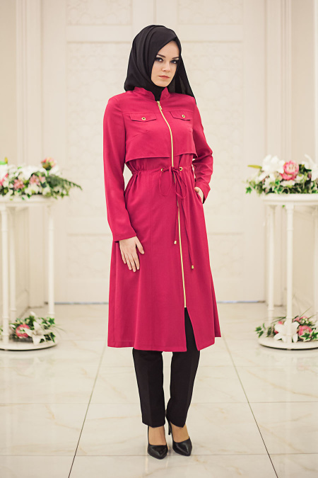 New Kenza - Fuchsia Hijab Coat 4923F