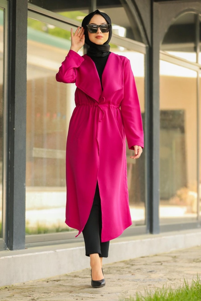 New Kenza - Fuchsia Hijab Coat 4965F - 2