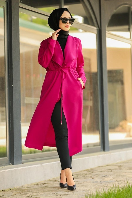 New Kenza - Fuchsia Hijab Coat 4965F