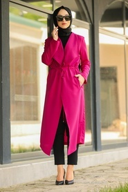 New Kenza - Fuchsia Hijab Coat 4965F - Thumbnail