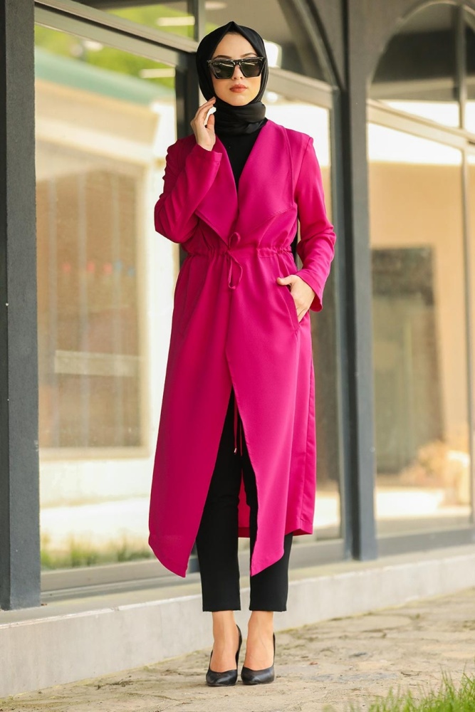 New Kenza - Fuchsia Hijab Coat 4965F - 3