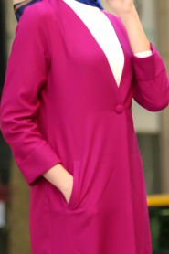 New Kenza - Fuchsia Hijab Coat 4977F - Thumbnail
