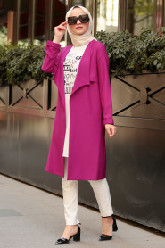 New Kenza - Fuchsia Hijab Coat 4981F - Thumbnail
