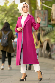 New Kenza - Fuchsia Hijab Coat 4982F - Thumbnail