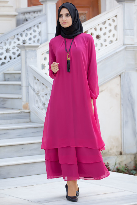 New Kenza - Fuchsia Hijab Dress 3022F