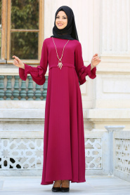 New Kenza - Fuchsia Hijab Dress 3069F - Thumbnail