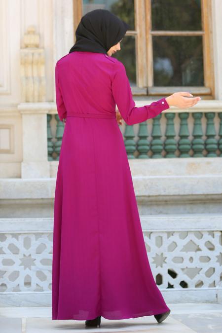 New Kenza - Fuchsia Hijab Dress 3071F - 3
