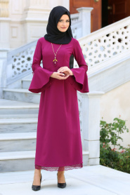 New Kenza - Fuchsia Hijab Dress 3073F - Thumbnail