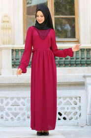 New Kenza - Fuchsia Hijab Dress 3075F - Thumbnail