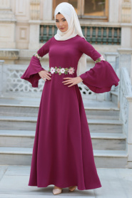 New Kenza - Fuchsia Hijab Dress 3079F - Thumbnail