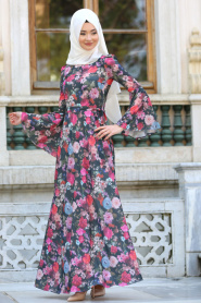 New Kenza - Fuchsia Hijab Dress 3080F - Thumbnail