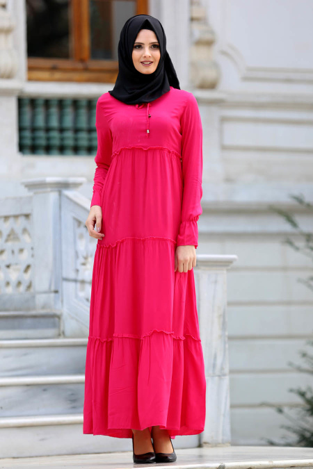 New Kenza - Fuchsia Hijab Dress 30860F