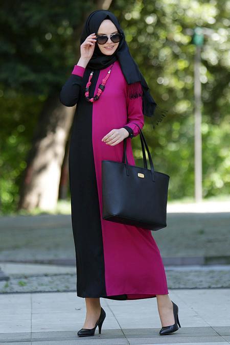 New Kenza - Fuchsia Hijab Dress 3994F - 2