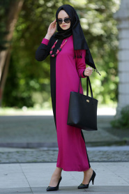 New Kenza - Fuchsia Hijab Dress 3994F - Thumbnail