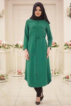 New Kenza - Green Hijab Coat 4914Y - 1