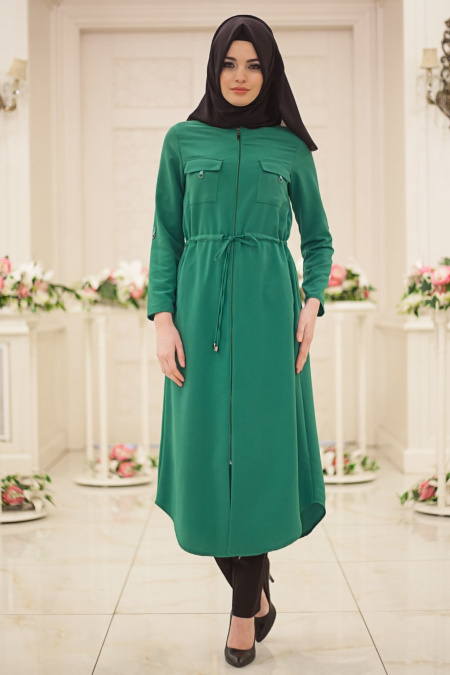 New Kenza - Green Hijab Coat 4914Y
