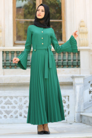 New Kenza - Green Hijab Dress 3066Y - Thumbnail