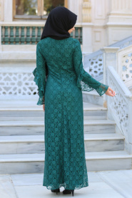 New Kenza - Green Hijab Dress 3070Y - Thumbnail
