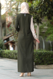 New Kenza - Haki Tesettür Elbise 31510HK - Thumbnail