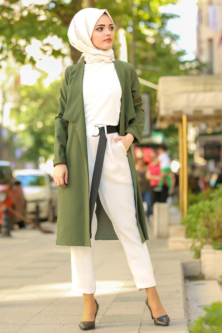 New Kenza - Khaki Hijab Coat 4981HK