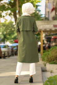 New Kenza - Khaki Hijab Coat 4981HK - Thumbnail