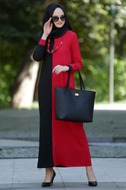 New Kenza - Kırmızı / Siyah Elbise - Thumbnail