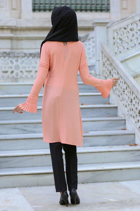 New Kenza - Kolları Pliseli Somon Tesettür Tunik 2019SMN - 3