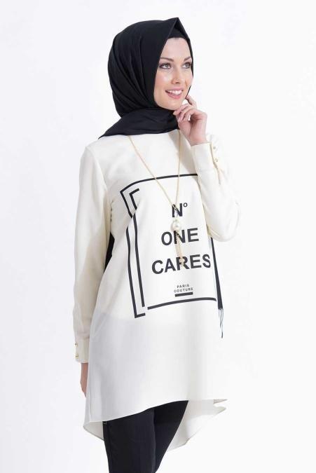 New Kenza - Kolyeli Ekru Tunik - 2