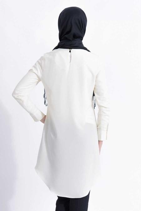 New Kenza - Kolyeli Ekru Tunik - 3