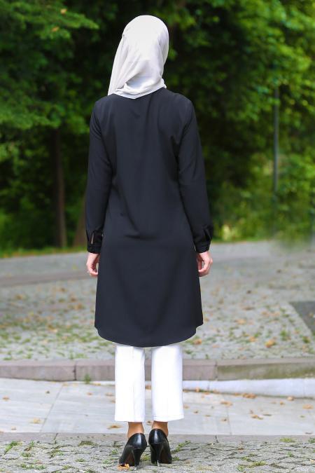 New Kenza - Kolyeli SiyahTesettür Tunik 2906S - 2