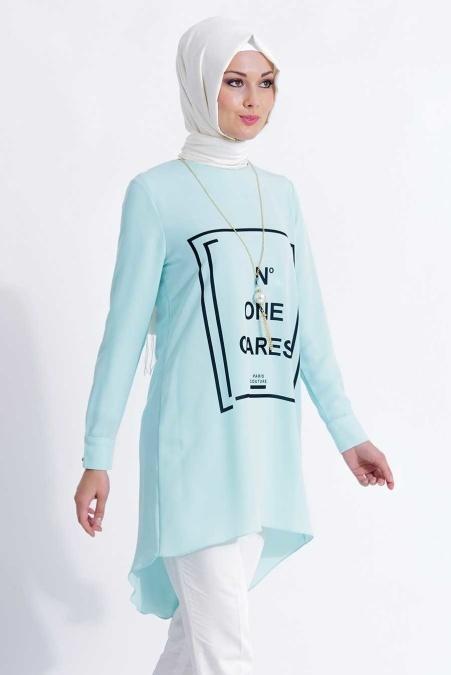 New Kenza - Kolyeli Turkuaz Tunik - 2