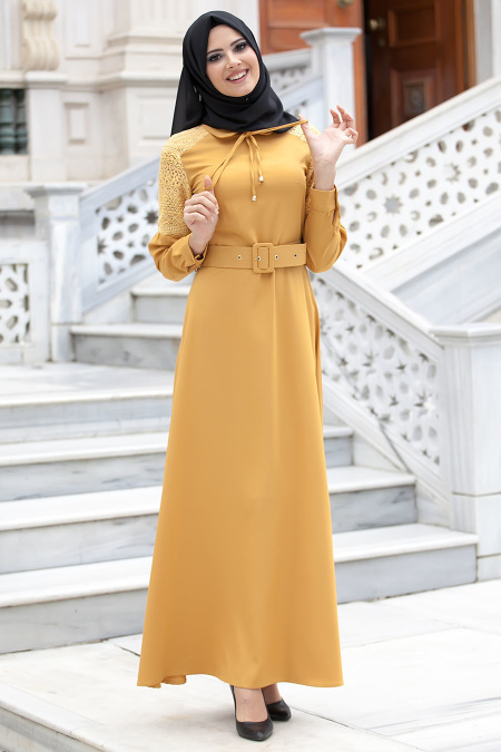New Kenza - Mustard Hijab Dress 3009HR