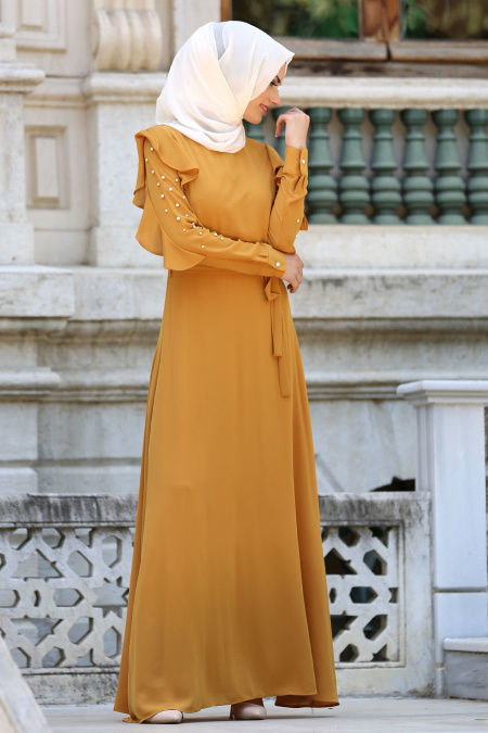 New Kenza - Mustard Hijab Dress 3077HR