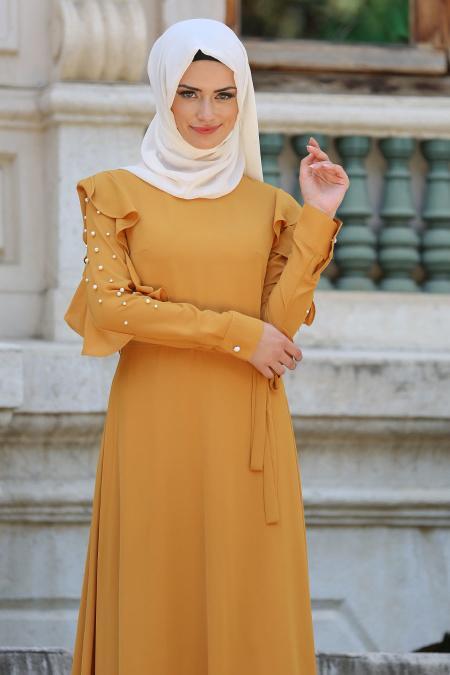 New Kenza - Mustard Hijab Dress 3077HR - 2