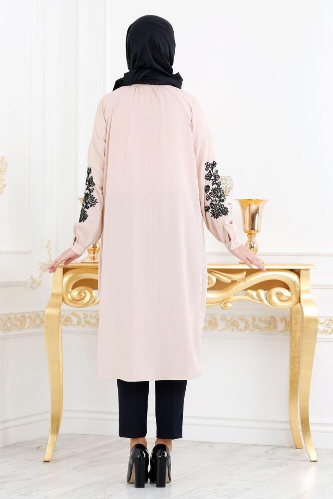 New Kenza - Nakışlı Somon Tesettür Tunik 2007SMN - 3