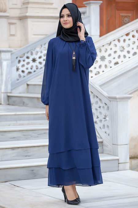 New Kenza - Navy Blue Hijab Dress 3022L